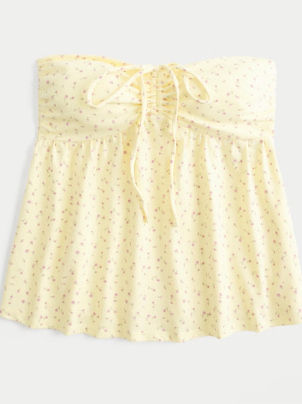NWT Hollister Butter Yellow Floral Tie-Front Top - Picture 4 of 6